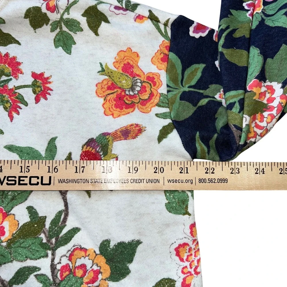 Anthropologie Daily Practice‎ Oversized Boxy Cropped Mock Neck Floral Sweatshirt - Picture 3 of 5